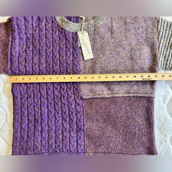 NWT Mystree Purple and Gray Mixed Knit Oversized Sweater - size S - Picture 6 of 7